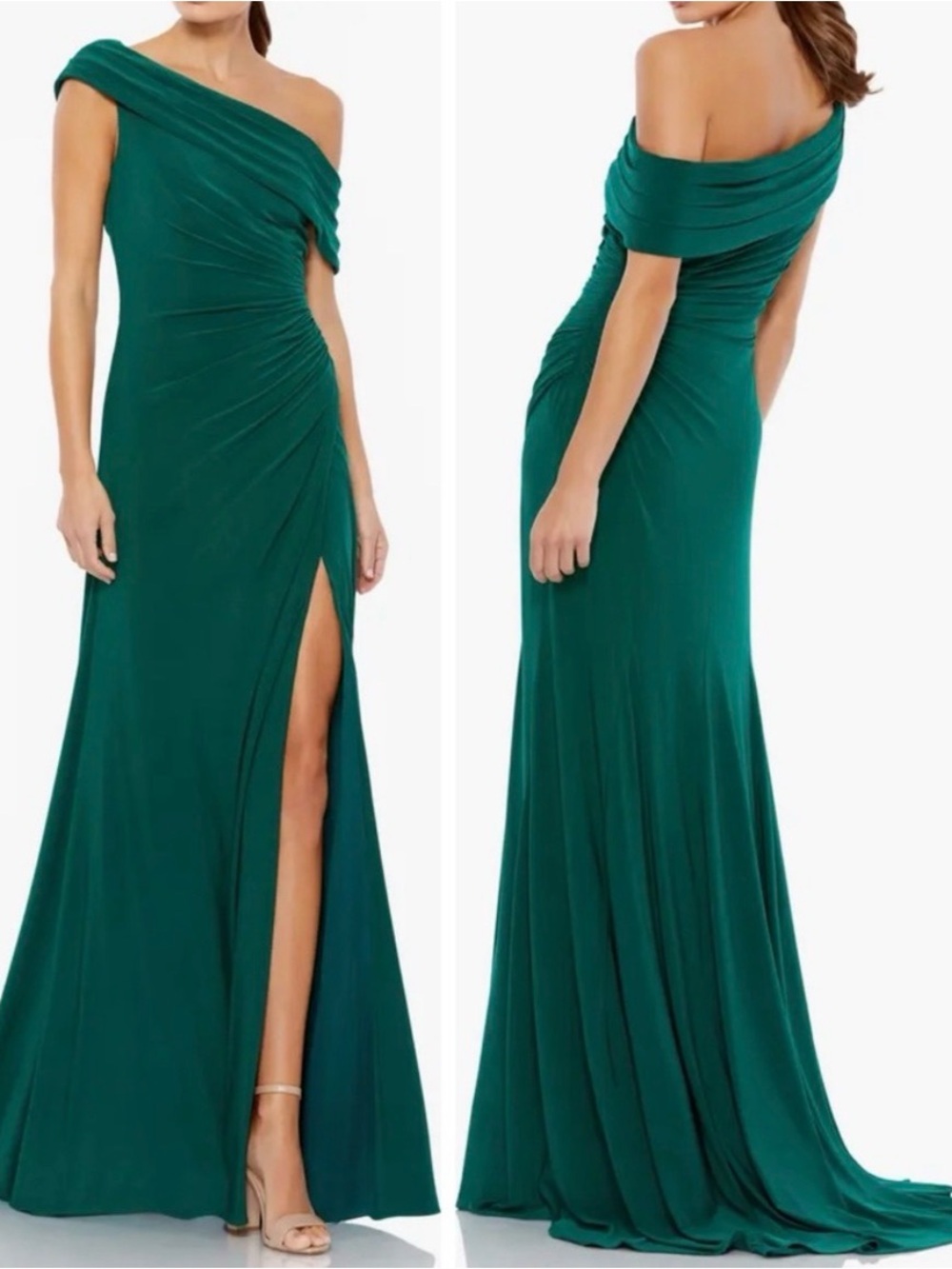 NWT!! Ienna Mac Duggal Off-the-Shoulder Emerald Green Evening Gown